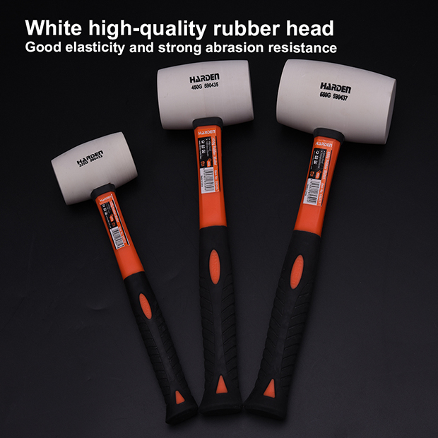 White Rubber Mallet with Firbregalss Handle Shanghai Harden Tools