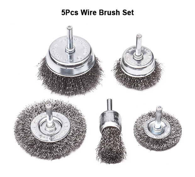 5pcs Useful Stainless Steel Wire Brush Handheld Electric Drill